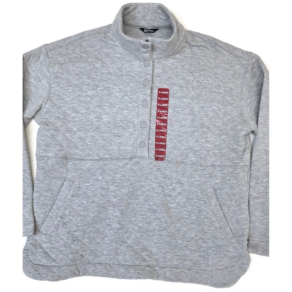 Eddie Bauer Light Gray Pullover Sweatshirt with Red Size Tag